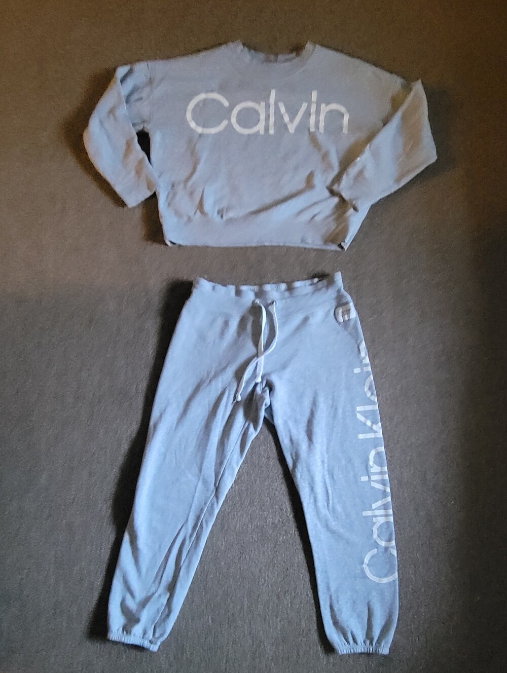 Women's Size L Gray Calvin Klein Drawstring Jogger Sweatsuit
